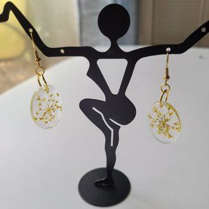 Real Flower Pressed Earrings Resin handmade